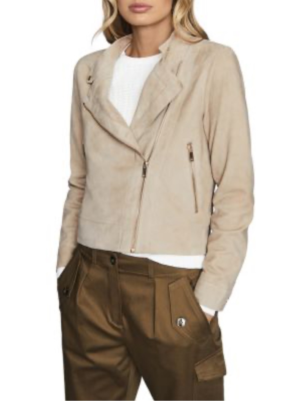 New Banana Republic Light Beige Faux Suede Jacket Size Extra Small